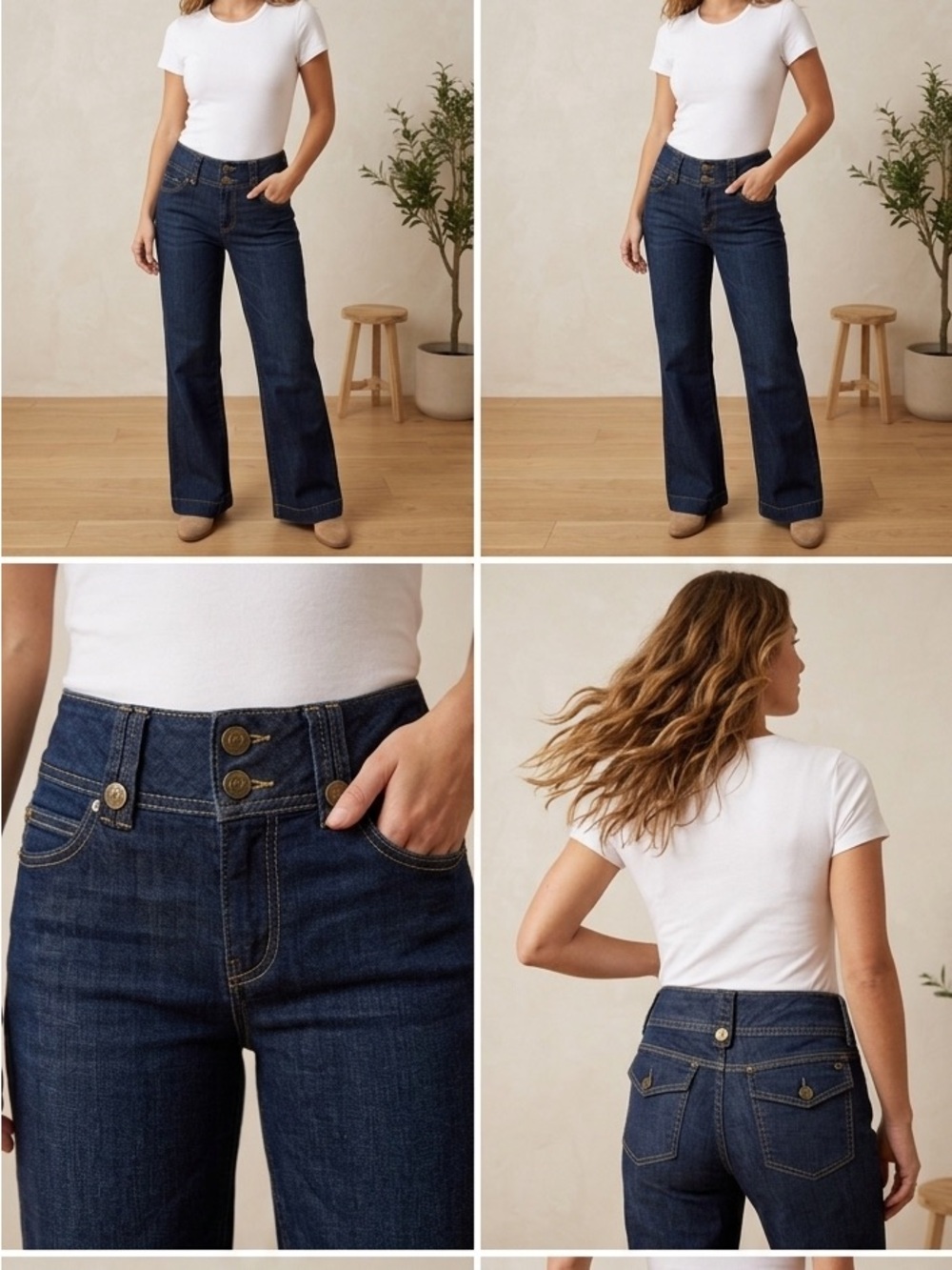 Michael Kors Vintage Y2K Low Rise Wide Leg Trouser Jeans Flap Pockets - Size 4
